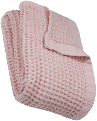 DEMMEX Organic Cotton Waffle Weave Turkish Bath Towel - Ultra Soft Lightweight Quick Dry, Oeko-Tex Certified, 100% Turkish Cotton (Powder Pink, Large (60x30)) - color: Powder Pink