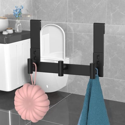 WUIVIUT Over Glass Shower Door Hooks, Towel Racks for Bathroom, Fits 3/8" (10mm) Thick Shower Door, Heavy Duty Washroom Hooks for Robe, Coat (T Shape, 3 Hook) - size: T Shape, 3 Hook