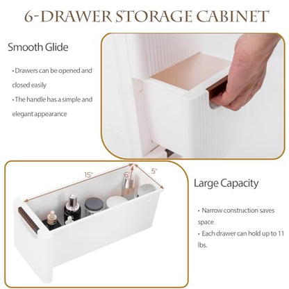 POWERSTONE 4-Drawer Plastic Storage Cart, Narrow Organizer Rolling Cart with 4 Wheels, Space-Saving Slim Mobile Utility for Bedroom, Bathroom, Office & Classroom - size: 29.5"H 4 Drawer