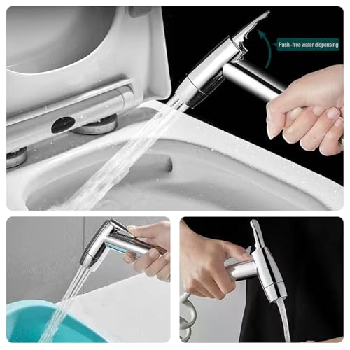 Handheld Bidet Sprayer Toilet,Kitchen Bathroom Douche Cloth Washing Diaper Cleaning Shower Head with 59 inches Telescopic Hose and G1/2, 55/64", 15/16" Faucet Adapters, Hair Washing, Dog Shower