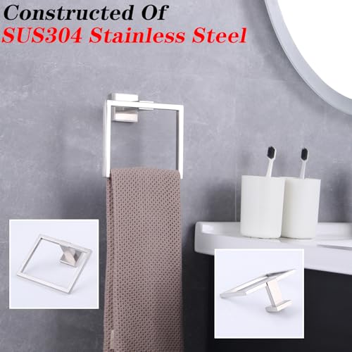 GERZWY Bath Towel Holder SUS304 Stainless Steel Towel Hanger Towel Ring for Bathroom Lavatory Wall Mount Contemporary Style, Brushed Finish JG1906-LS - color: Brushed
