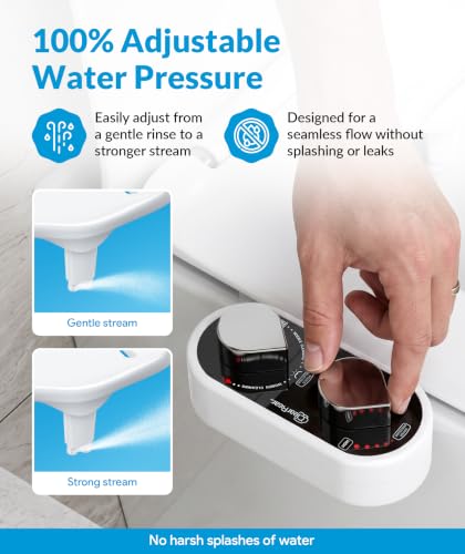 CLEAR REAR Bidet Attachment for Toilet Seat - Non-Electric with Self Cleaning Dual Nozzles, Leak Proof Connectors, Adjustable Water Spray, Rear & Feminine Wash - Hygienic Bathroom Upgrades - color: A. Black