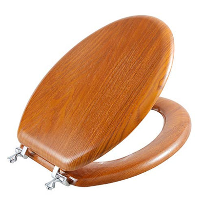 Angel Shield Durable Wood Veneer Natural Toilet Seat Metal Hinged Easy Clean Anti-scratch American Standard(Elongated,Wood Color) - color: Wood, size: Elongated-18.5”
