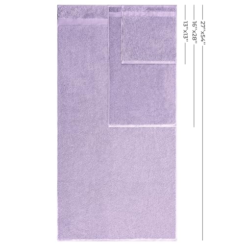 American Veteran Towel, 100% Cotton Turkish 6 Piece Towel Set, Luxury Towels Set of 6 for Bathroom Essentials, 2 Bath Towel 2 Hand Towel 2 Washcloth, Lilac - color: Lilac, size: XL 6PC