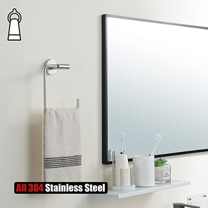 JQK Towel Ring, Stainless Steel Square Ring Towel Holder for Bathroom, 6 Inch Brushed Finished Wall Mount, TR140-BN - color: Brushed