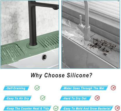 Sink Splash Guard Silicone Sink Faucet Mat Sink Accessories | for Kitchen, Bathroom, Sink Sponge Holder (Green) - color: Green