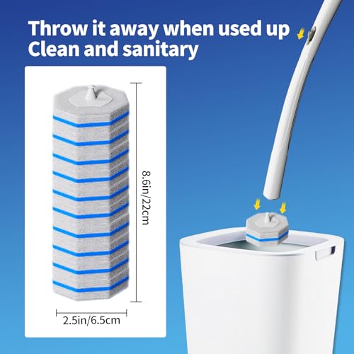 Hohoky 80Pcs Toilet Brush Refills for Disposable Toilet Bowl Brush Scrubber Cleaner Refill Pads,Toilet Brush Replacement Compatible Heads with Most Toilet Brushes Scrubber