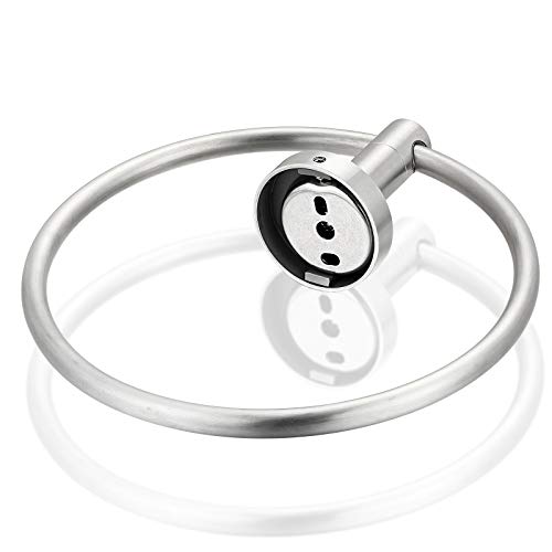 Bahroom Towel Ring Stainless Steel SUS 304,Circle Hand Towel Holder,Matte Round Towel Holder Wall Mount Towel Rack Silver - color: Towel Holder