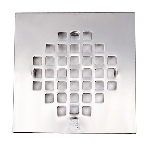 2" Sch 40 PVC Shower Drains W/ 4-1/4" Square Cover in Polished Chrome - color: Polished Chrome
