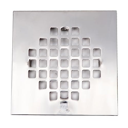 2" Sch 40 PVC Shower Drains W/ 4-1/4" Square Cover in Polished Chrome - color: Polished Chrome