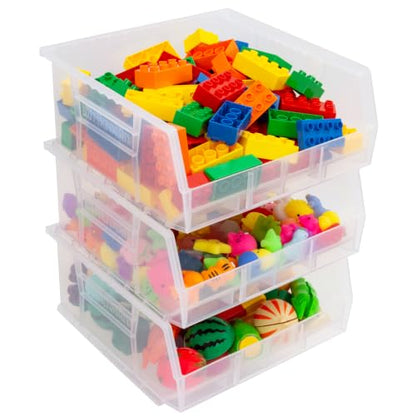Akro-Mils 30235 AkroBins Plastic Storage Bins, 11"x11"x5", Clear, 6-Pack | Space-Saving Stackable Bins for Garage, Pantry, Craft Organization - color: Clear