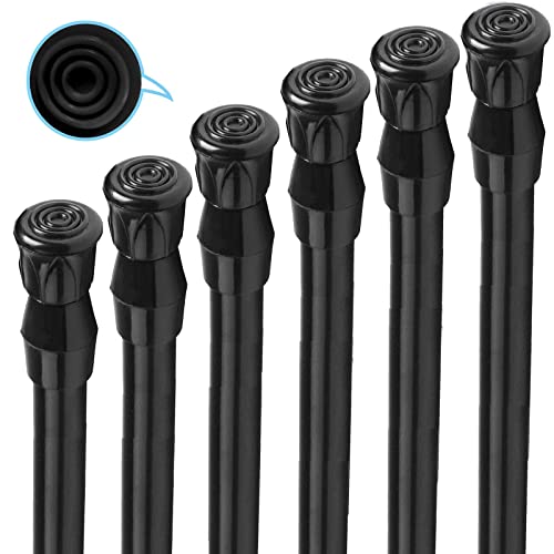 6 Pack Small Tension Rods 15.7 in to 28 Curtain Rods Window Rods in Extendable Width Spring Cupboard Bars for Kitchen Utensils, Closet, and Cabinet, Fit in The Spaces to Stay Up - color: Black, size: 15.7" to 28"-6PCS