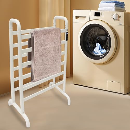 Electric Towel Heater Rack Heated for Bathroom, Freestanding Towel Warmer with Intelligent Temperature Adjustment and Timing, IPX3 Waterproof Electric Heated Towel Rack,12 Aluminum Bars Drying Rack - color: 12 Bars
