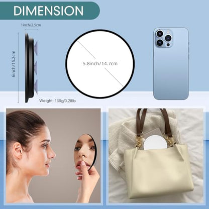 20X Magnifying Mirror With 3 Suction Cups, Large 6-Inch Round Makeup Mirror for Travel, High Magnification With Tweezers Set - color: 20x -Black