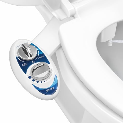 LUXE Bidet NEO 185 - Bidet Attachment for Toilet Seat, Blue | Non-Electric, Dual Nozzle, Self-Cleaning, Adjustable Water Pressure, Rear & Feminine Wash - color: Blue