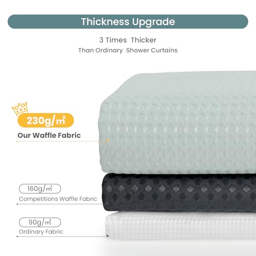 No Hook Shower Curtain Set with Snap-in Detachable Liner, 230 GSM Waffle Weave Fabric, Heavy Duty Water-Repellent, Sage Green, 72 x 86 Inch - color: Sage Green, size: 72"W x 86"L (Pack of 1)