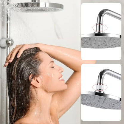 2 PCS 1/2-Inch Iron Pipe Shower Arm Ball Adapter with Gasket Washer Filters, Shower Head Swivel Adapter, Shower Ball Joint Adapter for Standard Swivel Heads (Chrome Finish)