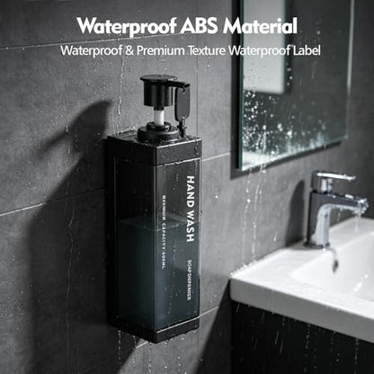 Wall Mounted Lockable Shampoo and Conditioner Dispenser | 17oz Large Pump Head No Drill Refillable ABS Plastic Bottle For Bathroom Shower Commercial Use Black 1 Pack - color: Black, size: 1