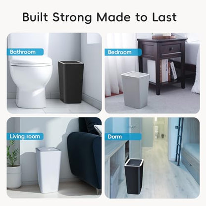 Lysam 4 Gallon Trash Can 3 Packs, Bedroom Trash Can with Lid & Trash Bags | Small Garbage Can Press-Top for Dog Proof, Oder Seal, Waste Basket for Office, Living Room, Bathroom White & Grey & Pink - color: Pink & White & Grey
