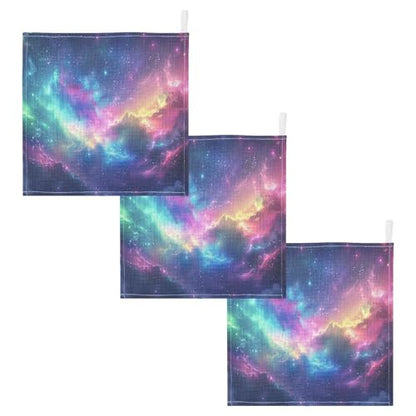 YETTASBIN Galaxy Muslin Baby Hand Washcloths, Soft Cotton Bath Face Towel, 4 Layers Extra Absorbent Feeding Burp Cloth for Newborn Infant, 3 Pack - size: 12 Inch x 3 Pack