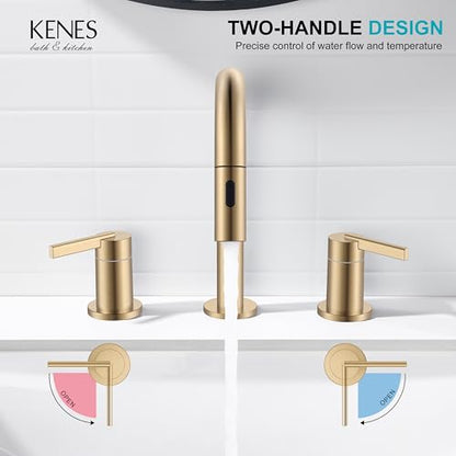 Champagne Bronze Pull Down Widespread Bathroom Faucet 2 Handle 3 Hole | Pull Out Bathroom Faucet with Pop Up Drain & Supply Lines, Lead-Free cUPC & NSF Certified, 8 Inch Faucet for Vanity RV Sink - color: Champagne Bronze