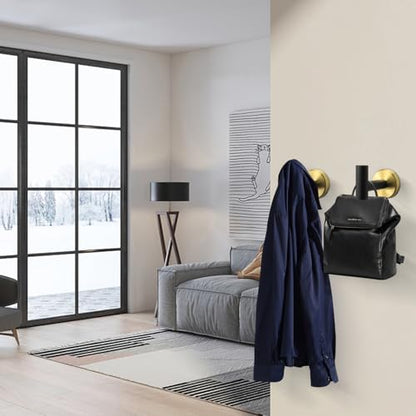 NearMoon Bath Towel Hooks- SUS 304 Stainless Steel Robe Hook Holder, Heavy Duty Coat Hook for Bathroom Livingroom Hotel Kitchen Garage, Wall Mounted (Black Gold, 4 Pack) - color: Black Gold, size: 4 Pack
