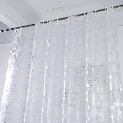 Plastic Clear Shower Curtain Liner 72x75 Inch EVA Waterproof Heavy Duty 8 Gauge Bathroom Shower Curtain Sets with Rustproof Grommets and 3 Strong Weights, 72 x 75 Inch - color: 3d-semi Sheer, size: 72"W x 75"L (Pack of 1)