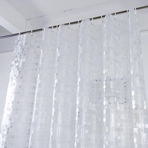 Plastic Clear Shower Curtain Liner 72x75 Inch EVA Waterproof Heavy Duty 8 Gauge Bathroom Shower Curtain Sets with Rustproof Grommets and 3 Strong Weights, 72 x 75 Inch - color: 3d-semi Sheer, size: 72"W x 75"L (Pack of 1)