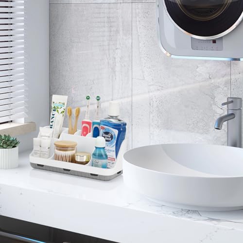 GFWARE Toothbrush Holders for Bathrooms Countertop Organizer - Kids Electric Toothbrush and Toothpaste Holder Detachable 7 Slots Tooth Brush Organization Bathroom Accessories Storage Vanity, White | Detachable Kids Electric Toothbrush and Toothpaste Holde
