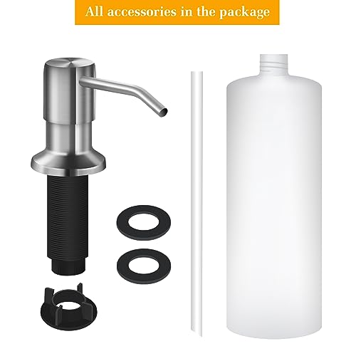 Soap Dispenser for Kitchen Sink, Built in Sink Soap Dispenser Lotion Dispenser with 17 OZ Bottle, Refill from The Top Bar Sink Soap Dispenser, Brushed Nickel (1 Pack) - color: Brushed Nickel