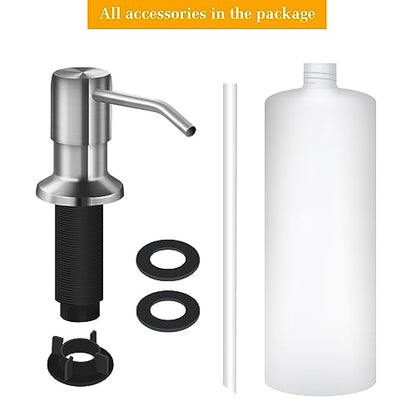 Soap Dispenser for Kitchen Sink, Built in Sink Soap Dispenser Lotion Dispenser with 17 OZ Bottle, Refill from The Top Bar Sink Soap Dispenser, Brushed Nickel (1 Pack) - color: Brushed Nickel