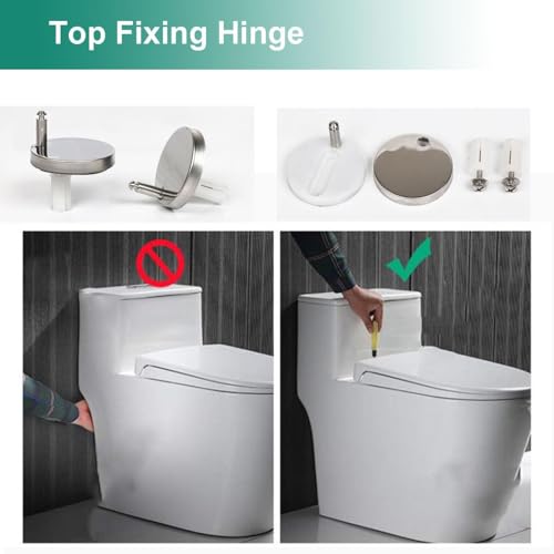 Quick Release Rectangular Soft Close Toilet Seat with Easy Cleaning, Top Fixing & Adjustable Hinges, White Plastic Cover, 03b - size: 03a