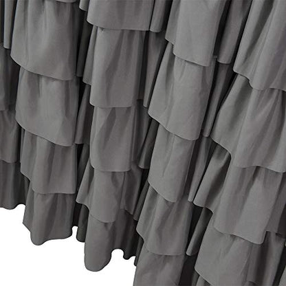 Gray Ruffle Shower Curtain for Bathroom, 72 x 84, Machine Washable Fabric | Handcrafted Ruched Ruffles, Extra-Long 72x84, Soft Brushed Microfiber, Full Coverage Fit, 12 Hooks Included, Easy Hanging - color: Grey, size: 72"W x 84"L (Pack of 1)
