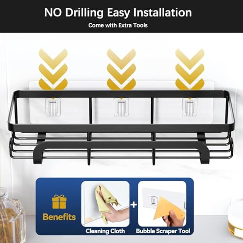 15 Pack Shower Caddy Adhesive Replacement,Strong Bathroom Shelf Hooks, Waterproof Shower Adhesive Strips, No Drilling Sticky Pads for Storage Corner Shelves and Kitchen Racks, Soap Holder