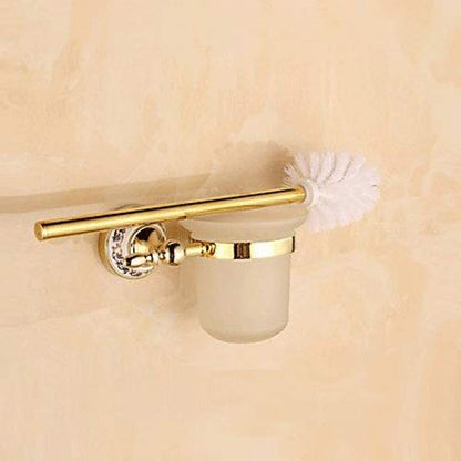 Plastic Bathroom Toilet Bowl Plunger Set with Lift & Lock Cover, Compact Discreet Freestanding Storage Caddy with Base, Sleek Design - Heavy Duty - Bronze