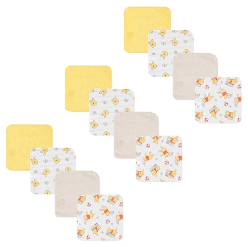 Disney Baby Washcloths 12 Pack – Ultra Soft Baby Wash Cloths, Lilo & Stitch (Stitch & Angel), Winnie the Pooh & Mickey Mouse, Absorbent Newborn Bath Essentials - color: Winnie the Pooh II