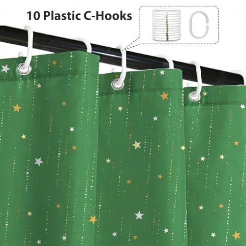 Starry Night Shower Curtain, Waterproof Shower Curtains for Bathroom, Cloth Star Shower Curtain Set with Hooks, Green Celestial Space Shower Curtains, 60x72 Inches - color: Starry Night - Green, size: 60"W x 72"L (Pack of 1)