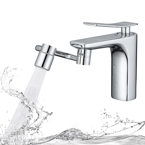 SELLO 1080° Rotating Faucet Extender for Bathroom Sink, Sink Water Faucet Aerator with Brass Extension, Sink Extender with Adjustable Swivel Arm, Fit to Faucet Threads G1/2, 15/16”, and 55/64”