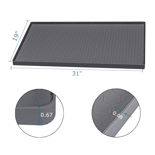 Under Sink Mat 31 x 19, Silicone Under Sink Liner for Kitchen Waterproof Bathroom Cabinet Mat, Grey - color: Gray, size: 19"W x 31"L