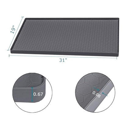 Under Sink Mat 31 x 19, Silicone Under Sink Liner for Kitchen Waterproof Bathroom Cabinet Mat, Grey - color: Gray, size: 19"W x 31"L