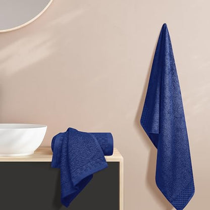 MyOwn Ultra Soft 3 Pack Cotton Towel Set, Contains a Bath Towels 28x55 inch, a Hand Towels 16x24 inch & a Wash Coths 12x12 inch, Ideal Everyday use, Compact & Lightweight - Navy Blue - color: Navy Blue, size: 3 Pack Set