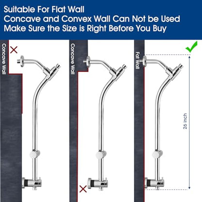 High Pressure Shower Head with Handheld Shower, 26" Adjustable Height Drill-Free Slide Bar, 3-Way Diverter for Easy Reach, Dual Shower Head Combo Set with 5ft Hose - Chrome - color: Chrome