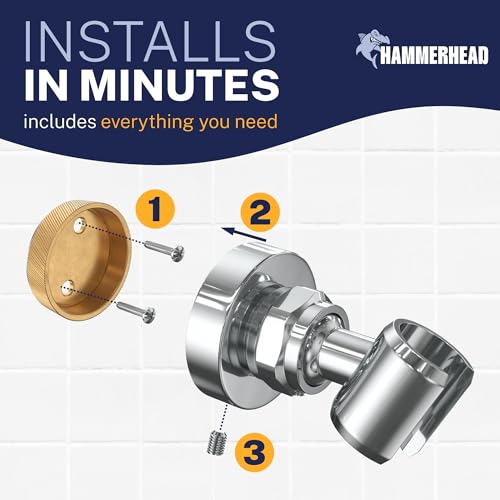 HammerHead Showers® Solid Metal Handheld Shower Head Holder Wall Mount – Chrome – Adjustable Screw Mounted Shower Wand Holder with Pivot Ball – Shower Hose Holder, Fits Most Handheld Shower Heads - style: Chrome