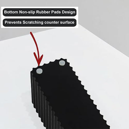 2PCS Bathroom Accessories Set with Large-Opening Ribbed Soap Dispenser and 3 Compartment Toothbrush&Toothpaste Holder,Resin Farmhouse Bathroom Decor Set Countertop Organizer-Matte Black