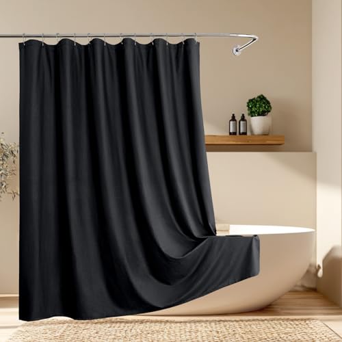 Aiyufeng Black Shower Curtains for Bathroom，Dot Like Embossed Textured Waterproof Soft Polyester Cloth Shower Curtain，Hotel Spa Machine Washable，72Wx72L - color: Black, size: 72"W x 72"L (Pack of 1)