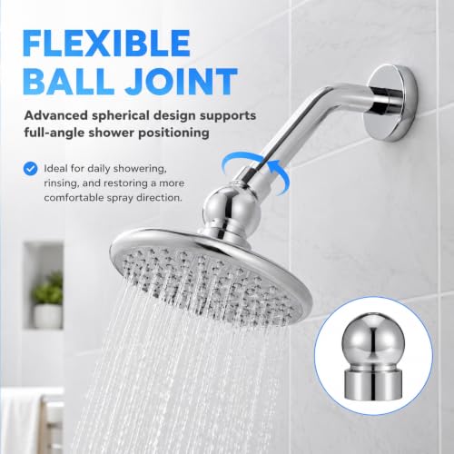 2pcs 1/2-inch Iron Pipe Shower Arm Ball Adapter with Gasket Washer Filters Shower Head Ball Joint Replacement, Chrome Plated, Universal Fit for Bath Replacement Accessories