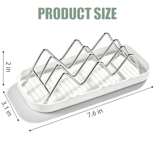 Stainless Steel Wavy Soap Dish, Self Draining Shampoo Bar Holder with Removable Drip Tray, Quick Dry Bar Soap Holder for Shower Bathroom Kitchen, Holds 2-3 Bars