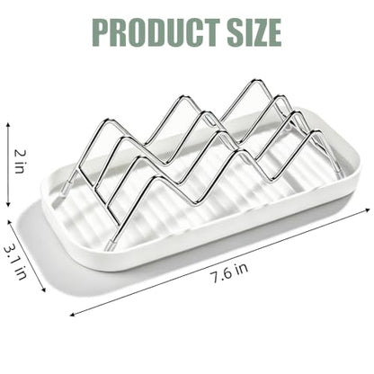 Stainless Steel Wavy Soap Dish, Self Draining Shampoo Bar Holder with Removable Drip Tray, Quick Dry Bar Soap Holder for Shower Bathroom Kitchen, Holds 2-3 Bars