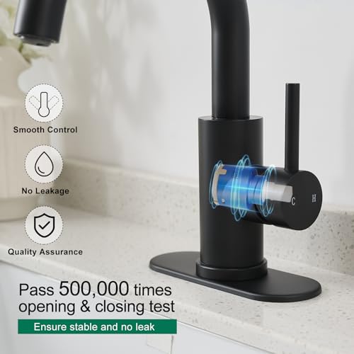 VOTON Bar Sink Faucet Matte Black Modern One Hole Bathroom Kitchen Faucets | 360° Rotatable Faucet | Small Mini Kitchen Faucet | Bathroom Vanity Lavatory Faucets | Lead-free SUS304 Faucet - color: Matte Black