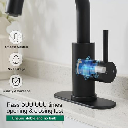 VOTON Bar Sink Faucet Matte Black Modern One Hole Bathroom Kitchen Faucets | 360° Rotatable Faucet | Small Mini Kitchen Faucet | Bathroom Vanity Lavatory Faucets | Lead-free SUS304 Faucet - color: Matte Black